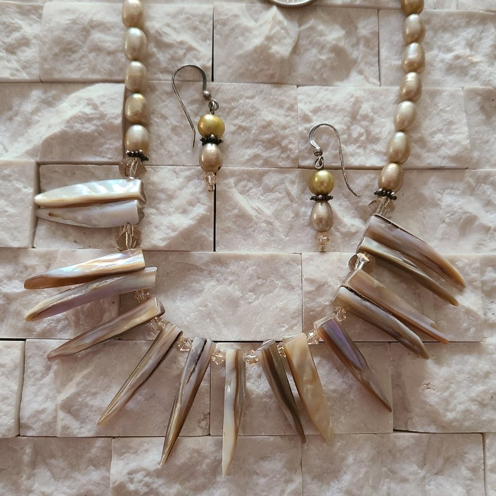 Abalone Shell Spikes & Pearls - Picture 8 of 9